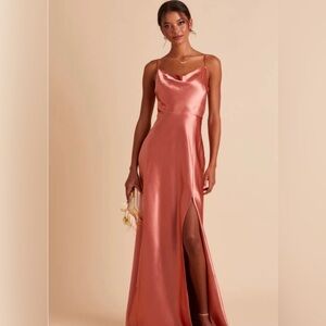 Birdie Grey Lisa Matte Satin Terracotta Bridesmaid Dress - HEMMED